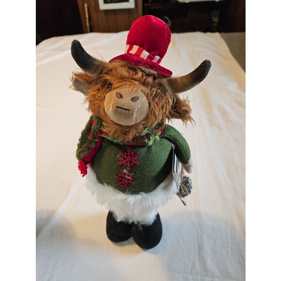 Set of 2 Christmas Highland  Cows Bucket Bobble Decor Holiday 16.5 Tall NEW - Picture 4 of 10